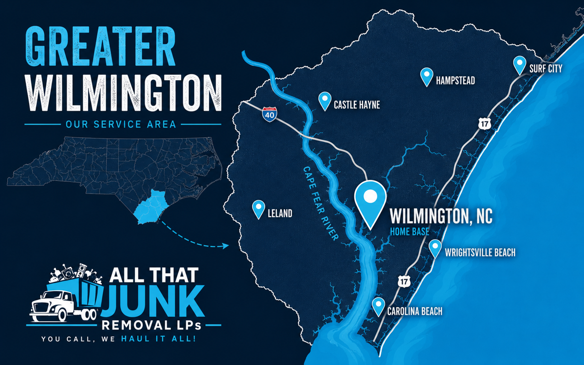 All That Junk service area map — Greater Wilmington NC
